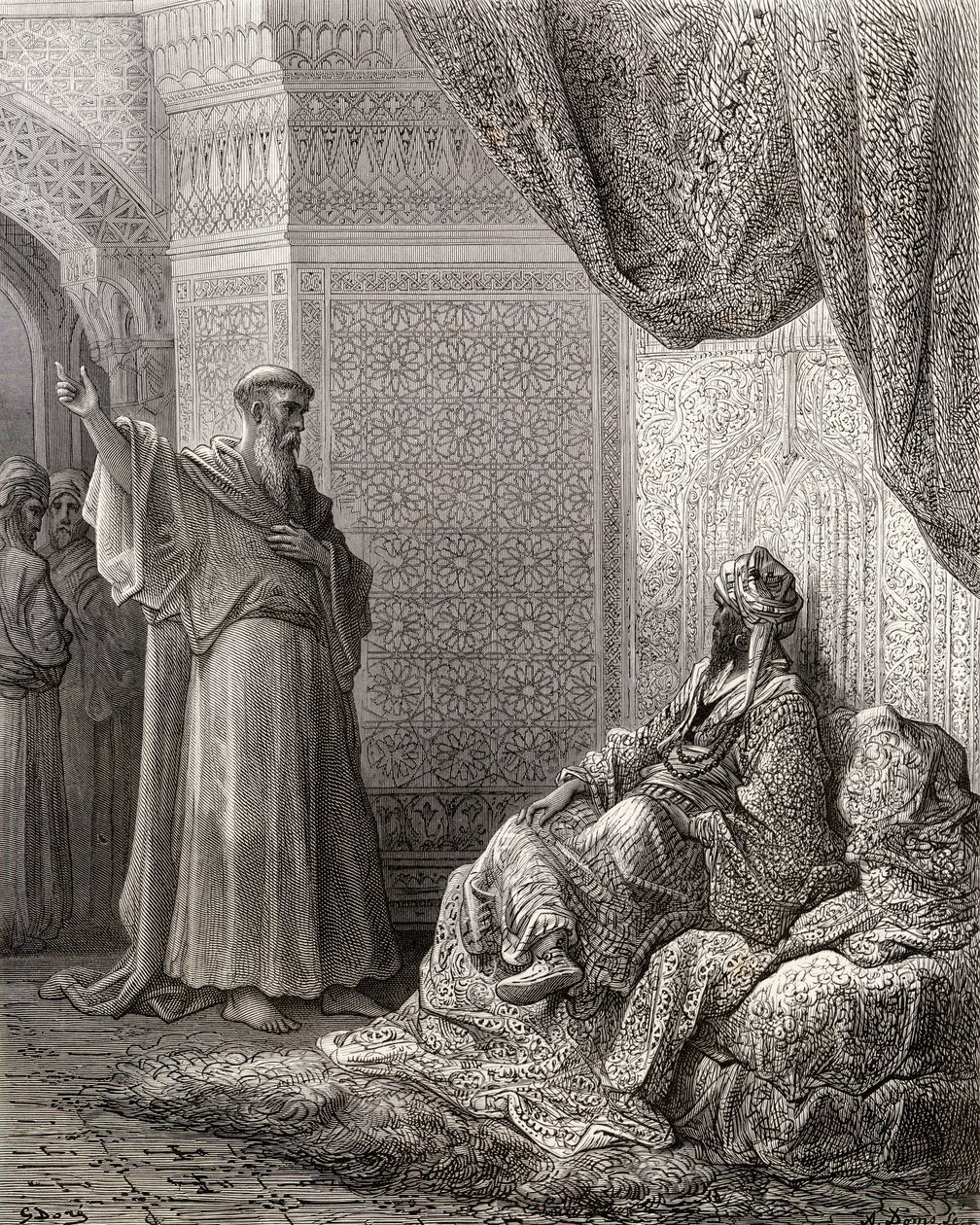 St. Frans av Assisi (1181-1226) forsøker å omvende sultanen Malek Kamel, illustrasjon fra 