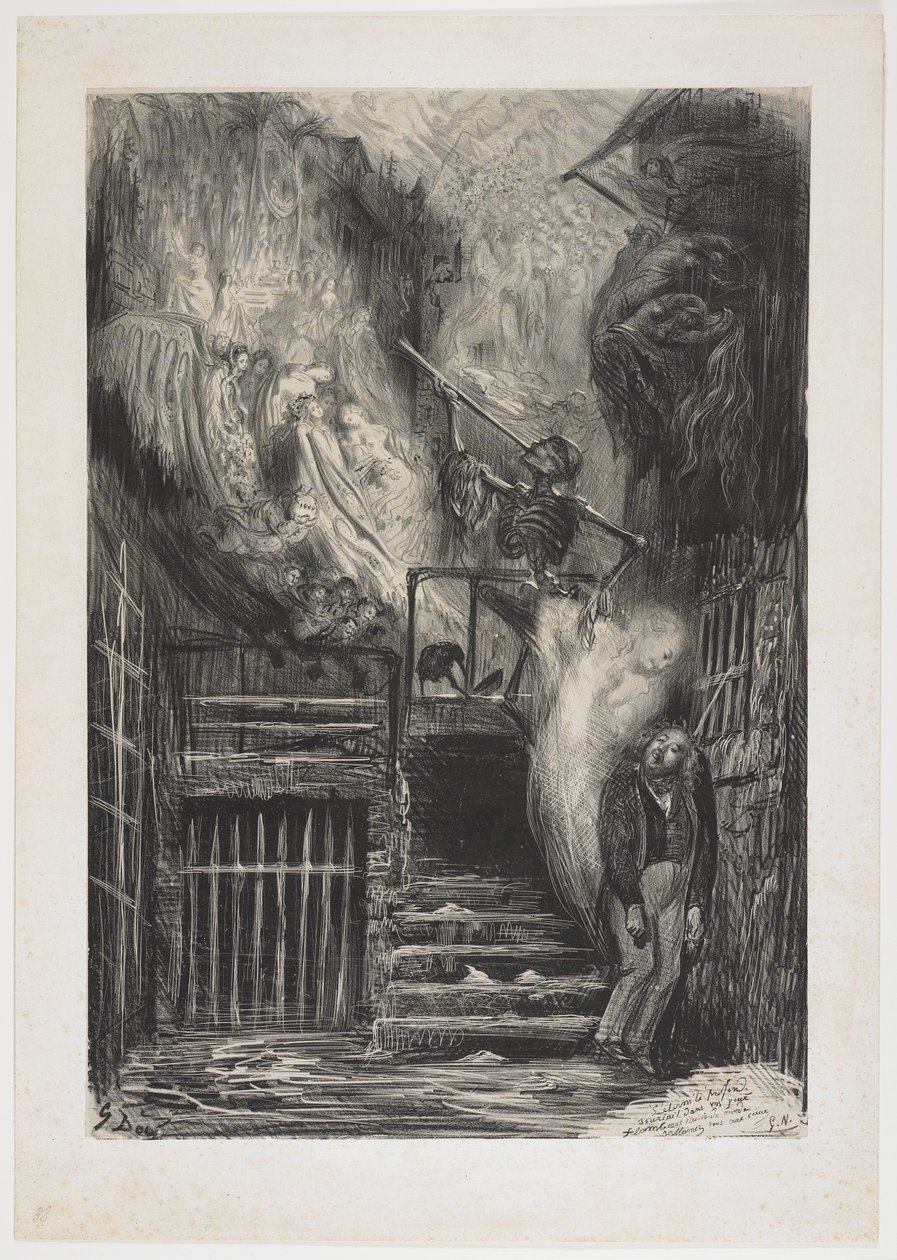 Street of the Old Lantern (Death of Gérard de Nerval), 1855 av Gustave Dore