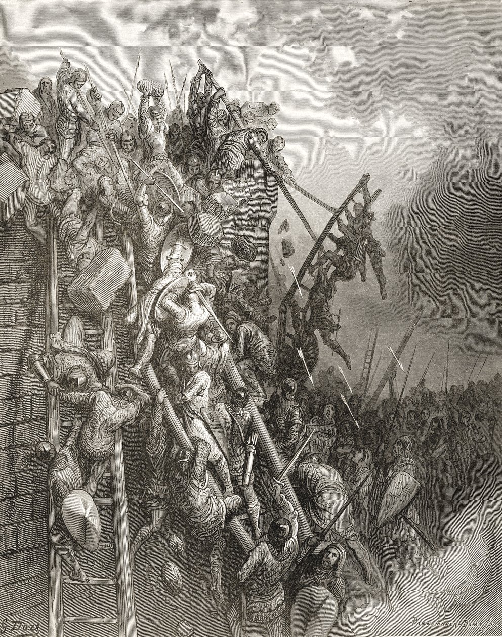 Hæren til prest Volkmar og grev Emocio angriper Merseburg, illustrasjon fra 