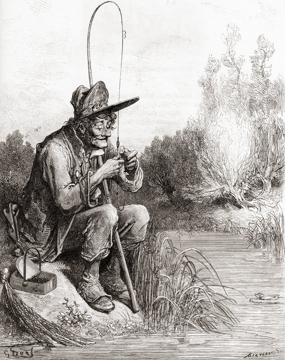 The Fisherman and the Little Fish, fra en utgave av slutten av 1800-tallet av Fables de La Fontaine (tregravering) av Gustave Dore
