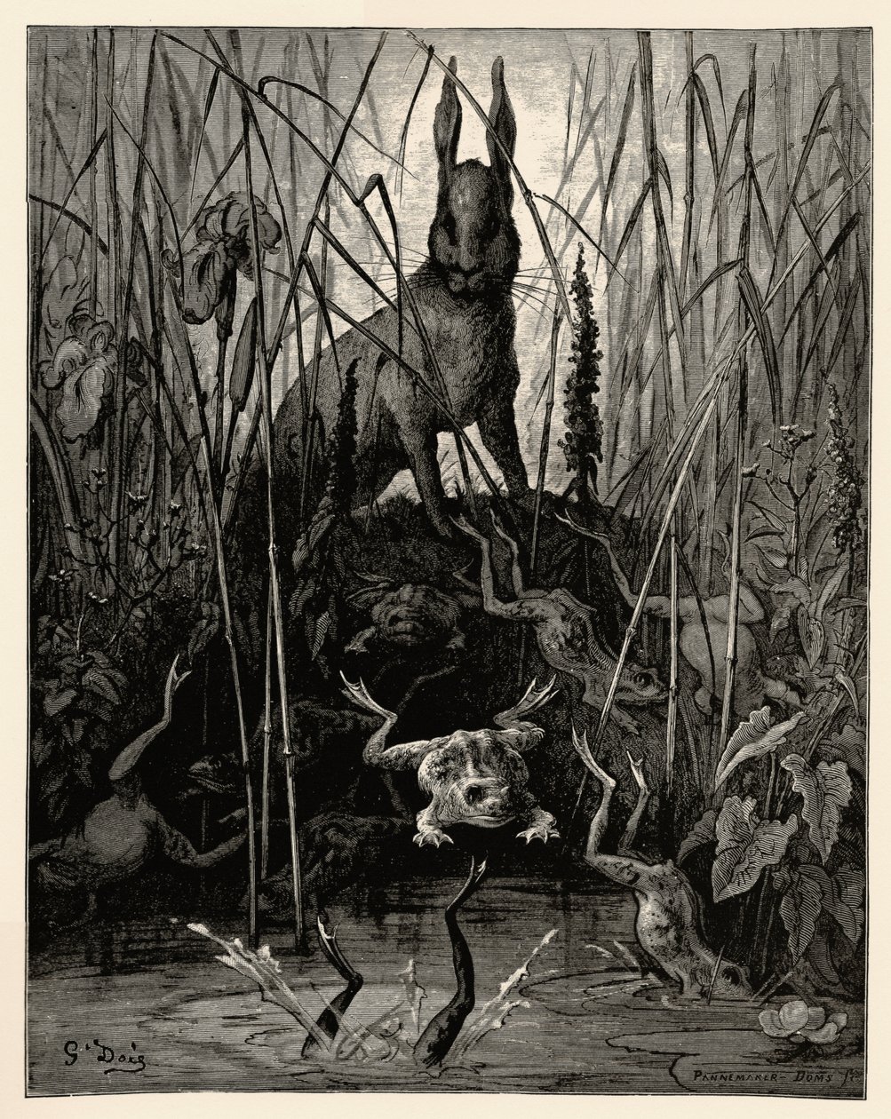 Haren og froskene av Gustave Dore