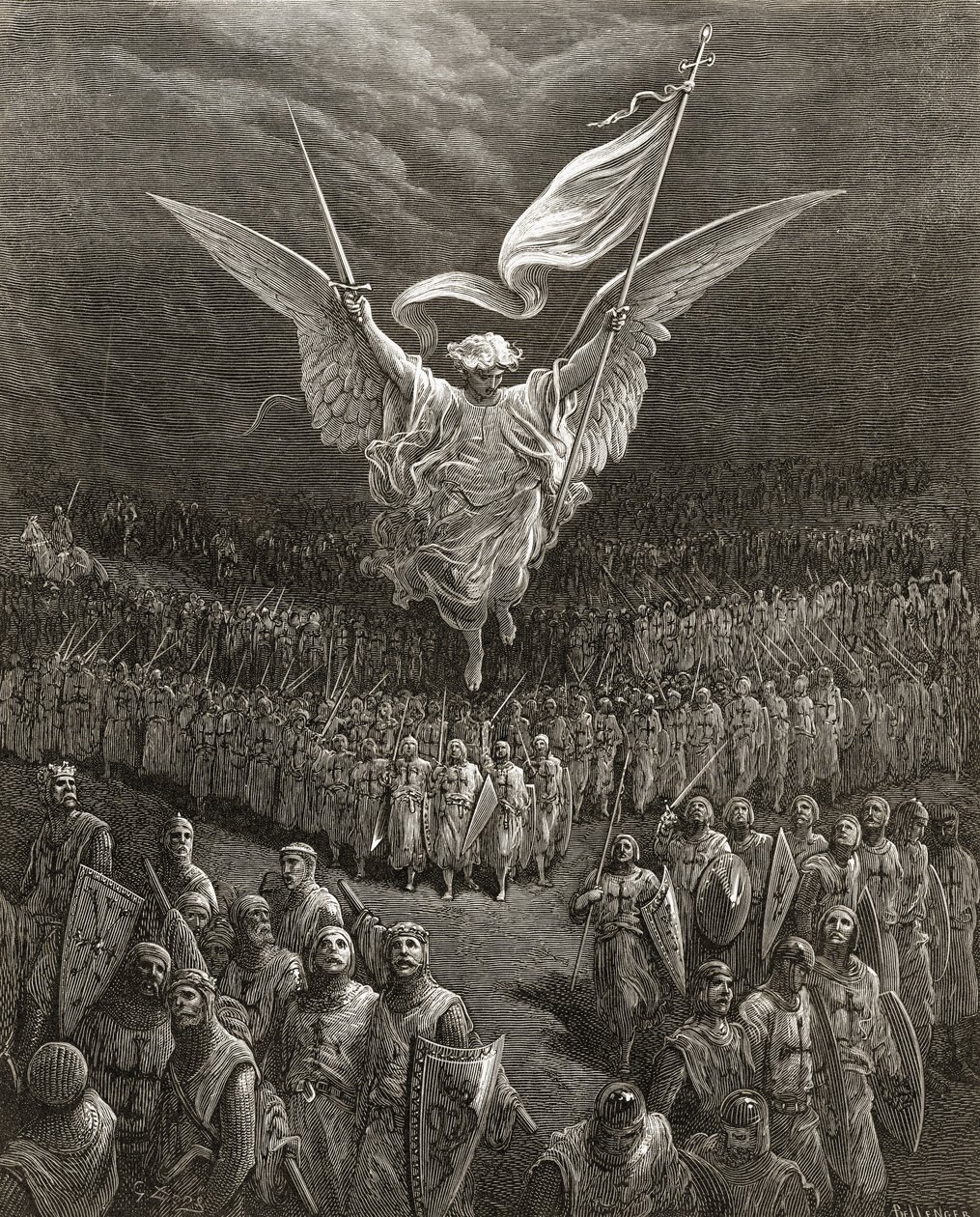 Veien til Jerusalem, illustrasjon fra 'Bibliotheque des Croisades' av JF. Michael, 1877 av Gustave Dore