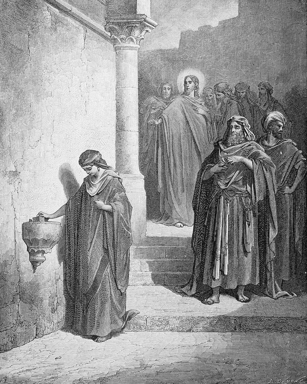 Enkemidden, gravert av L. Dumont, ca. 1868 av Gustave Dore