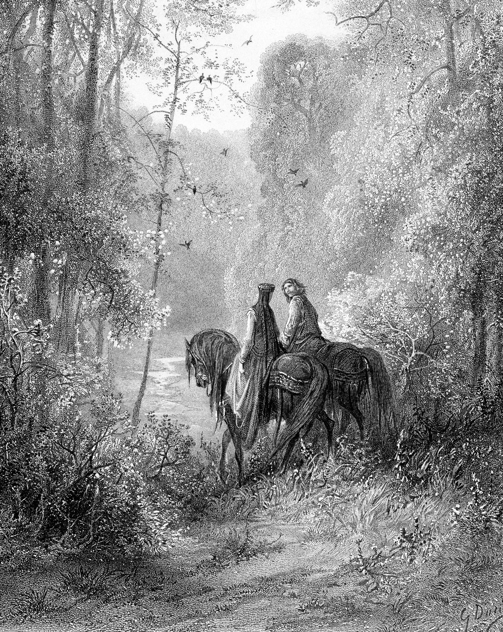 De undret seg i skogen som virket som et blomsterparadis av Gustave Dore
