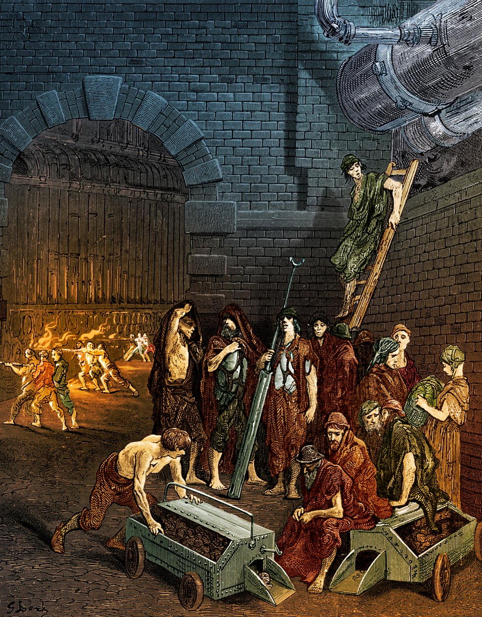 Viktoriansk London Lambeth Gasworks-gravering av Gustave Doré av Gustave Dore