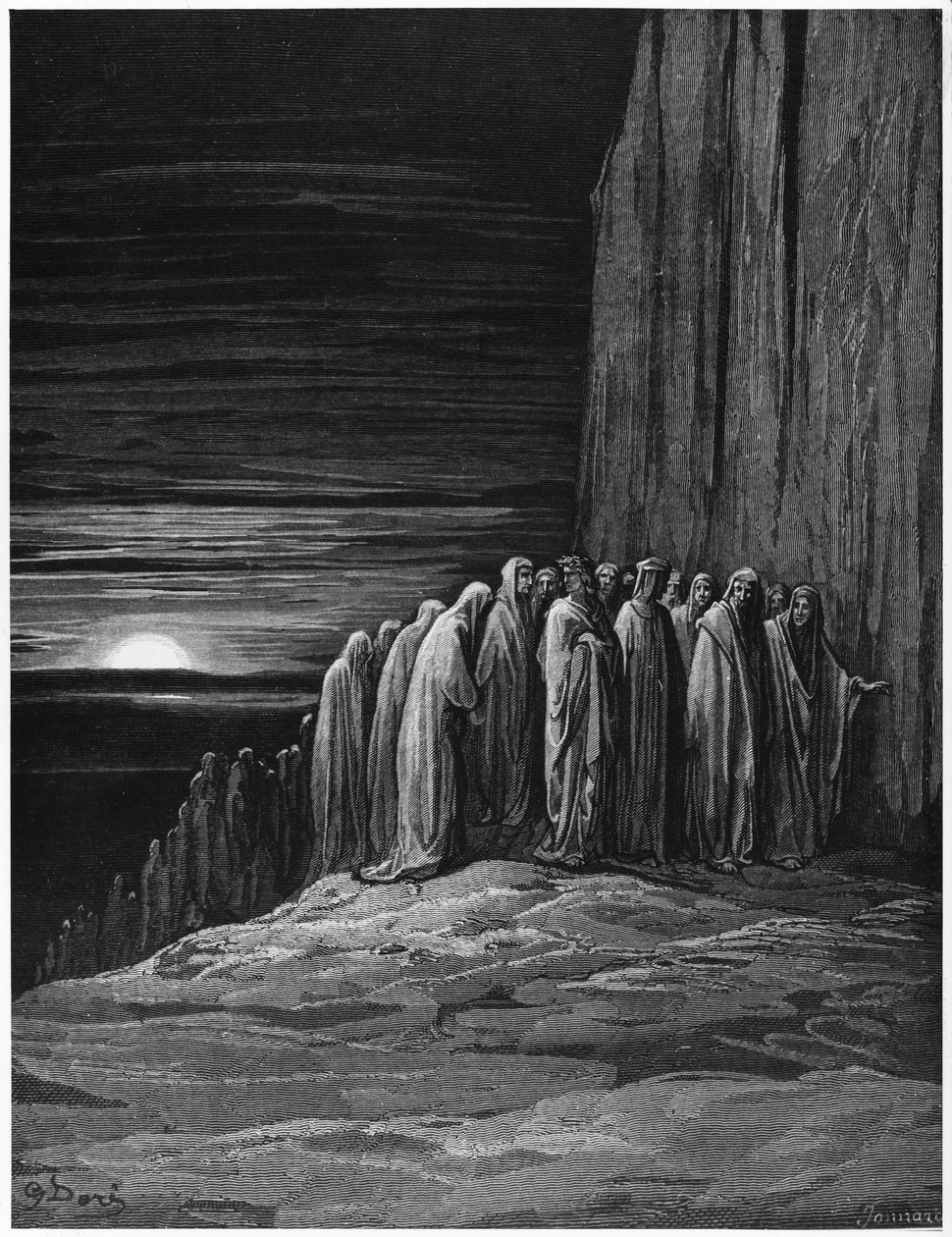 Virgil (70-19 f.Kr.) og Dante, illustrasjon fra 'The Divine Comedy' (Inferno) av Dante Alighieri (1265-1321) Paris, utgitt 1885 av Gustave Dore