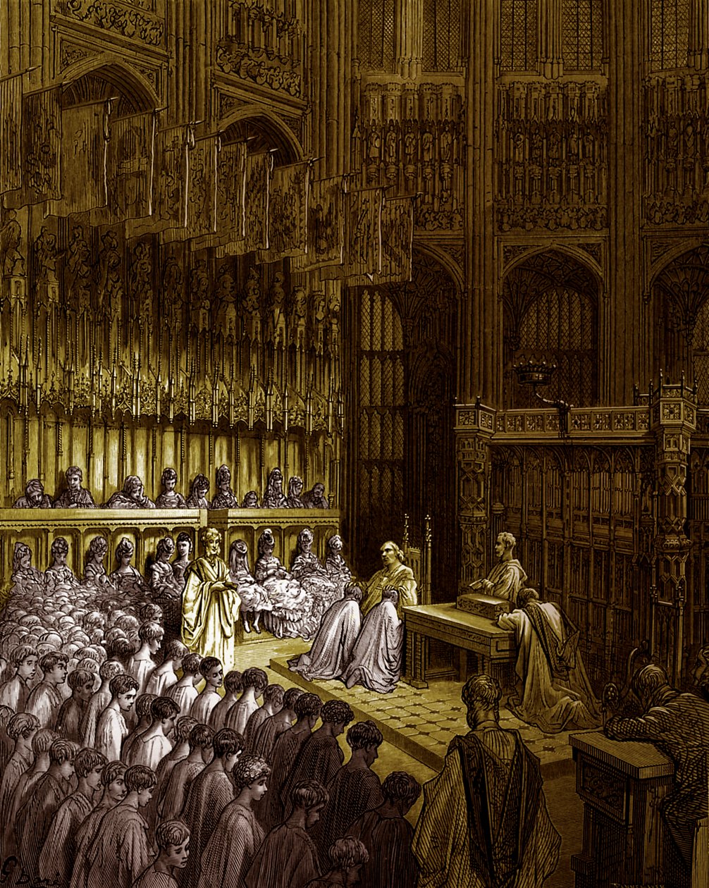 Westminster Abbey - Confirmation of Westminster Boys av Doré av Gustave Dore