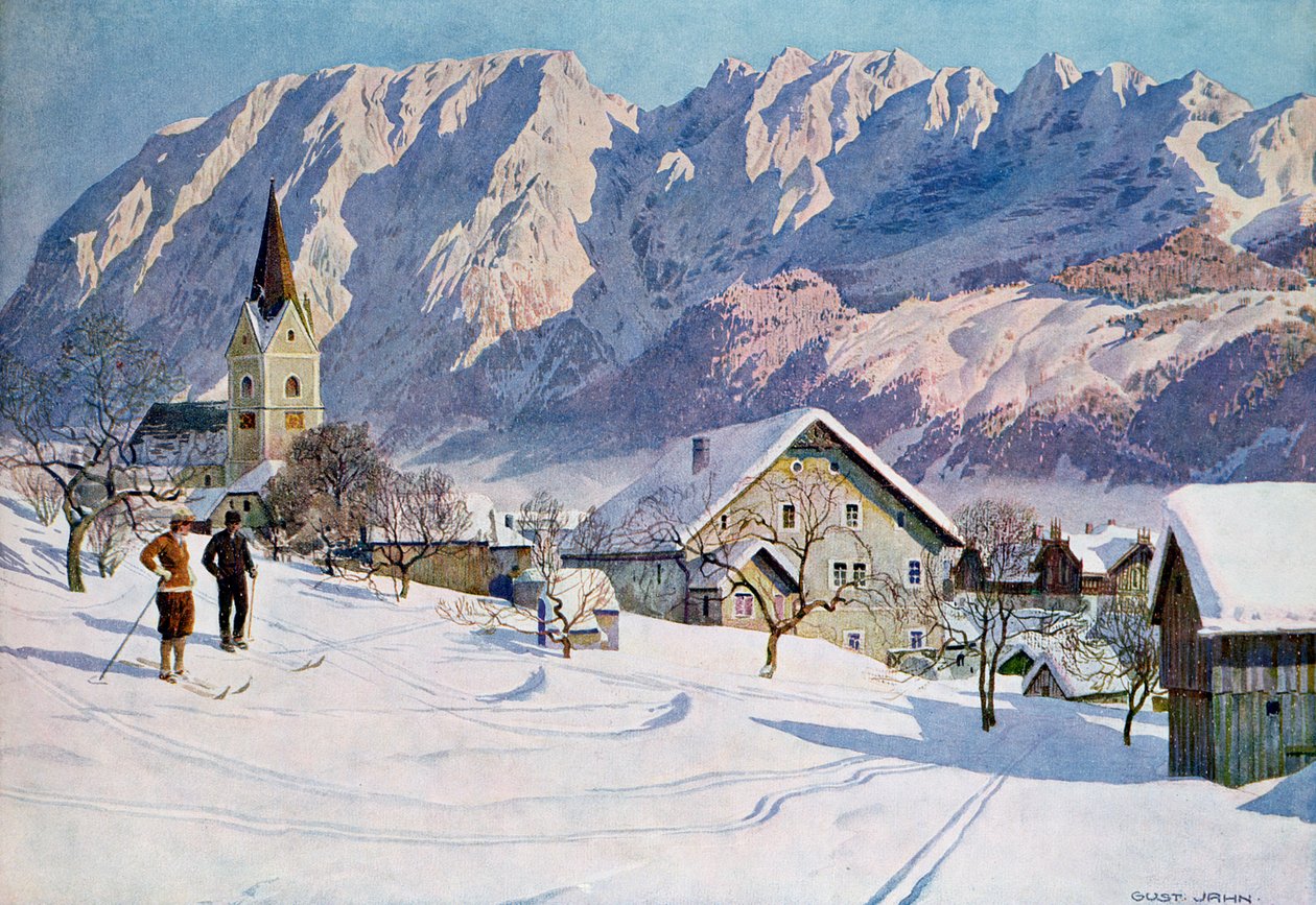 Mitterndorf i Østerrike, etter en original akvarell av Gustav Jahn
