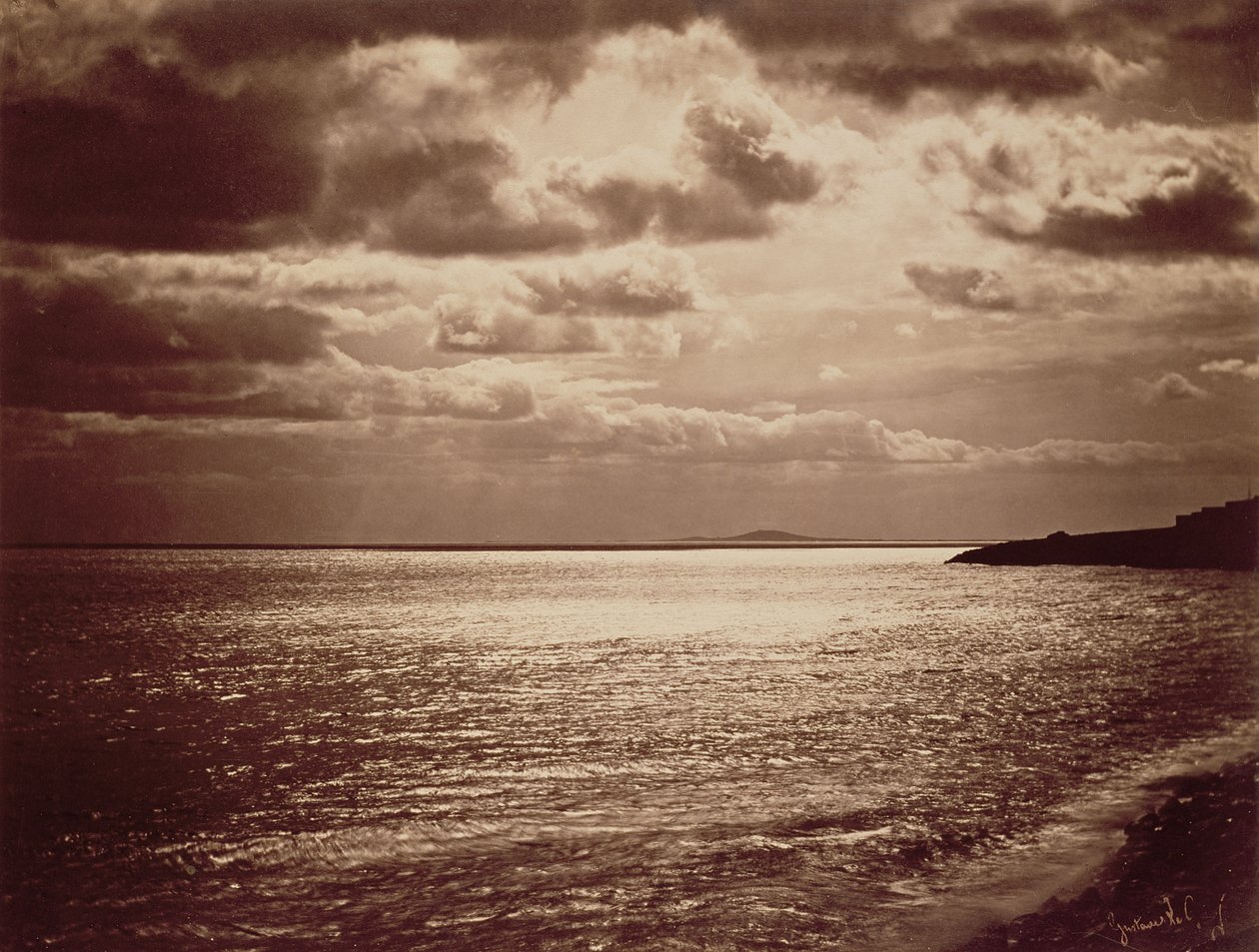 An Effect of the Sun, Normandie ca. 1857 (sepia-bilde) av Gustave Le Gray