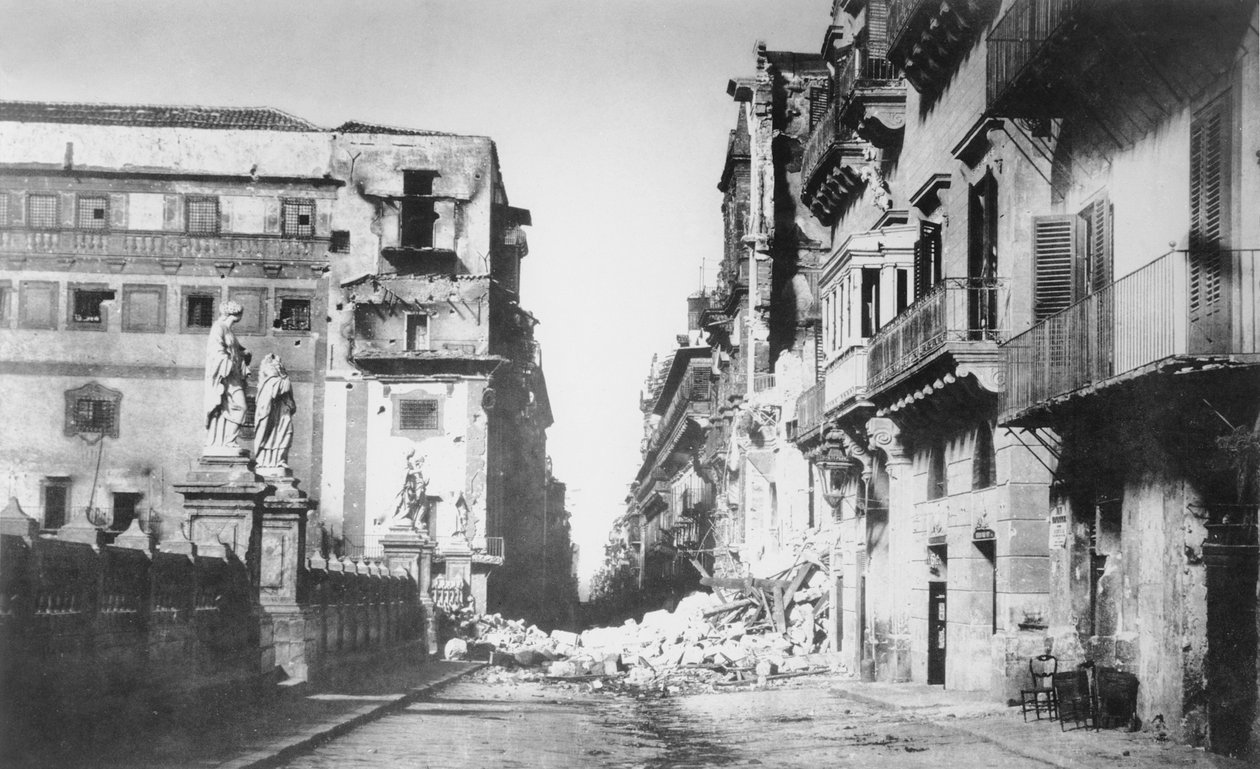 Barrikaden til general Turr, Via Toledo i Palermo, juni 1860 av Gustave Le Gray