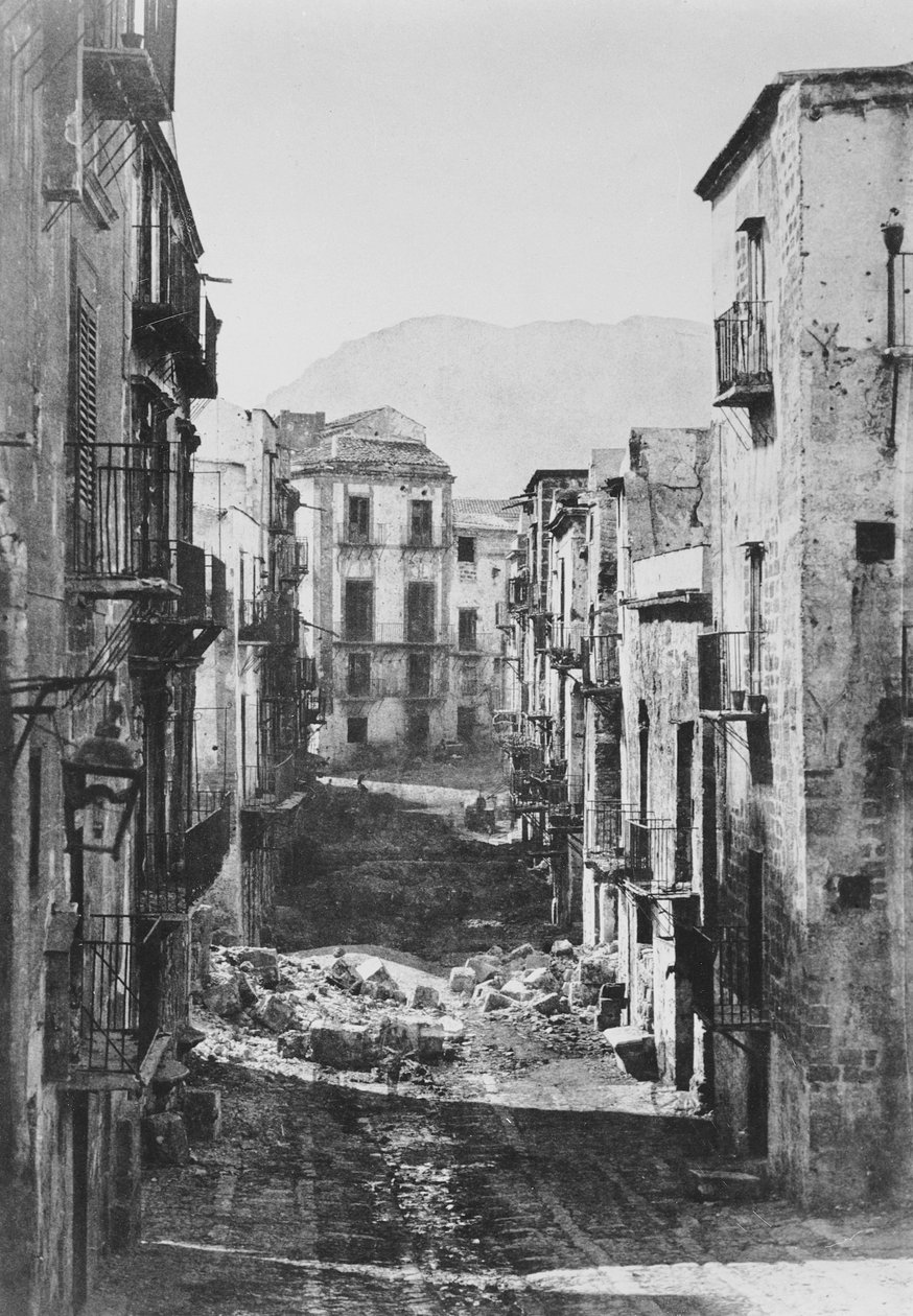 Ødeleggelse av Castres-kvarteret, Palermo, 1860 av Gustave Le Gray