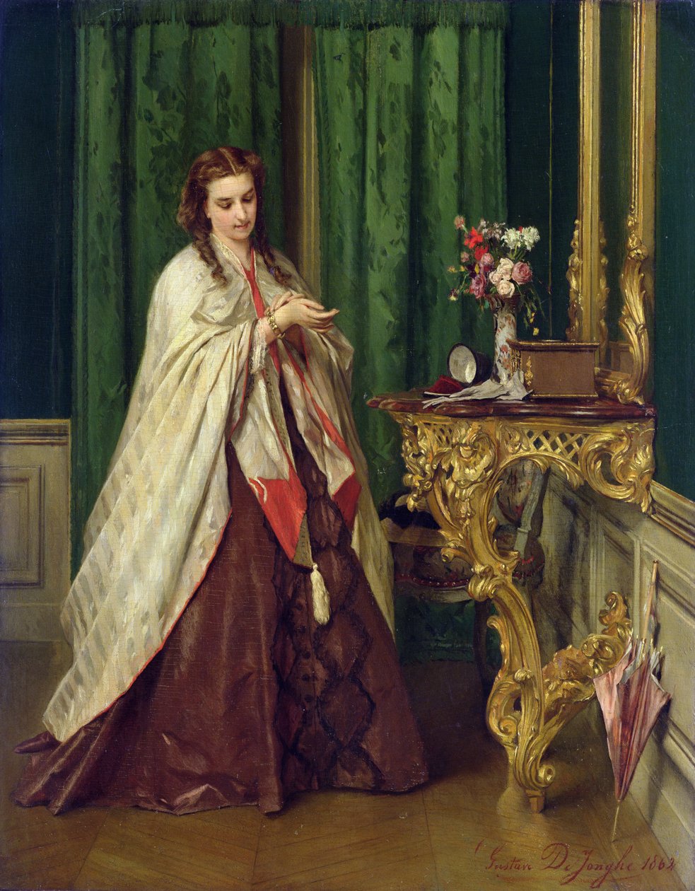 Kvinne på toalettet hennes, 1862 av Gustave Léonard de Jonghe