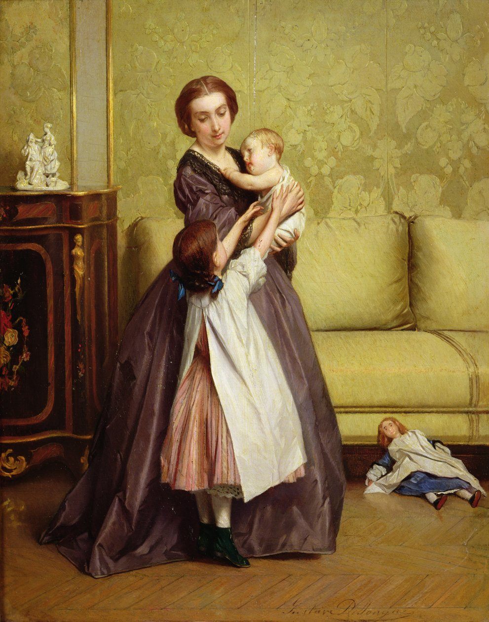 Ung mor med barna sine i en salong av Gustave Léonard de Jonghe