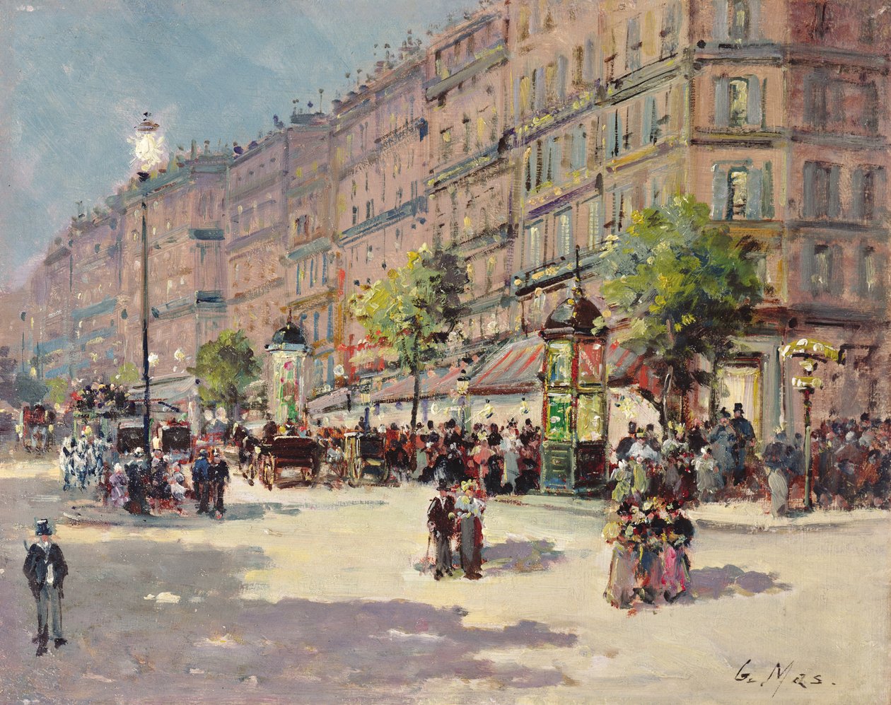 Paris Street Scene olje på panel av Gustave Mascart