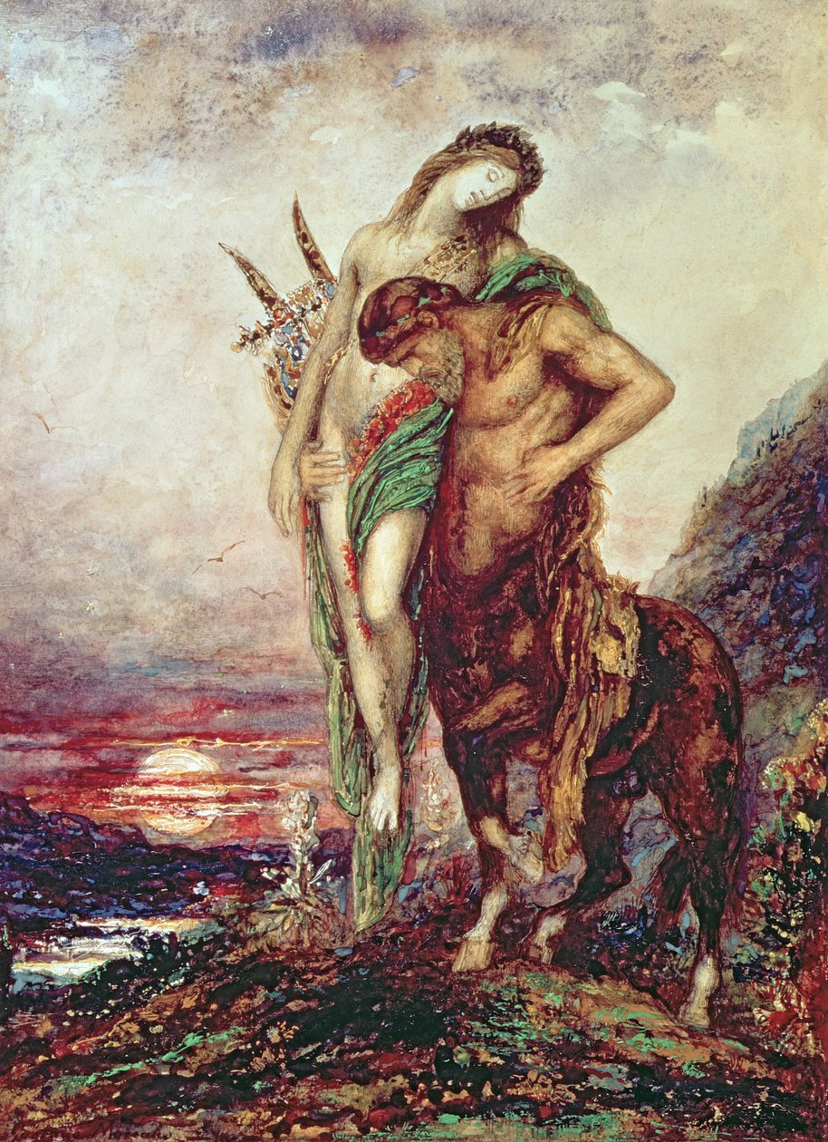Død poet båret av kentaur av Gustave Moreau