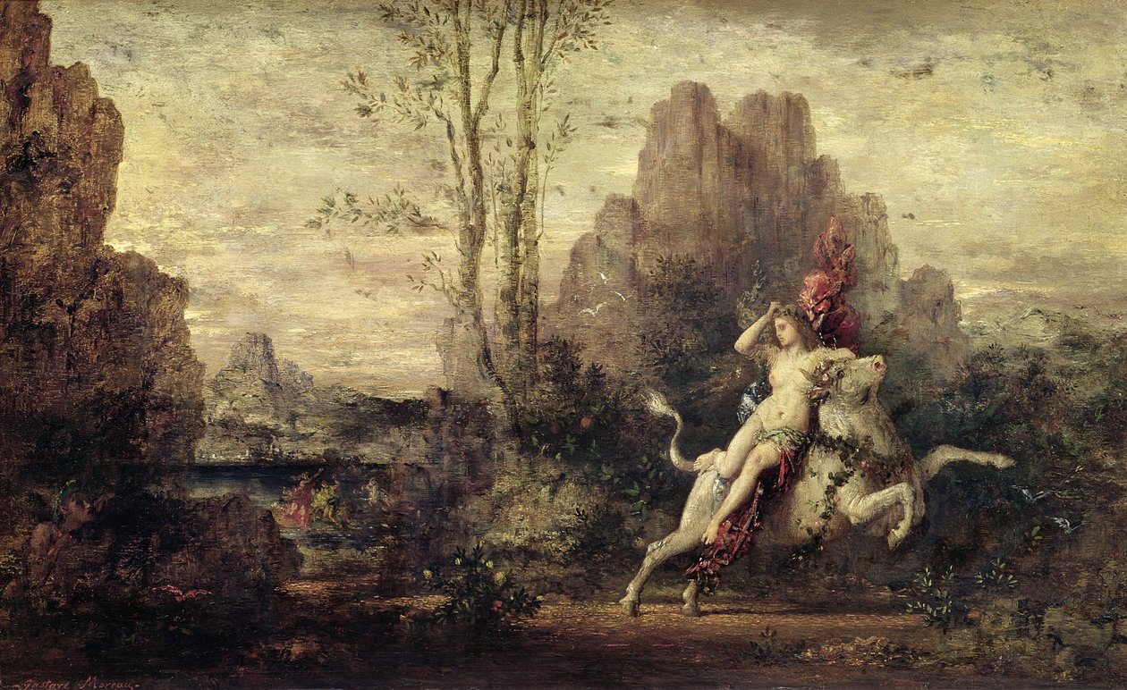 Voldtekten av Europa, ca. 1869 av Gustave Moreau
