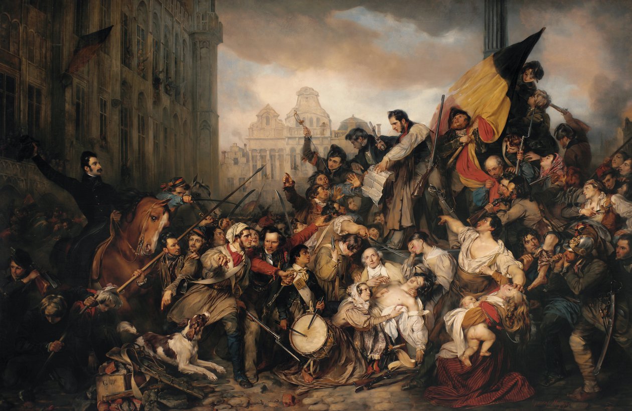 Episode av septemberdagene, på Grand Place i Brussel av Gustave Wappers