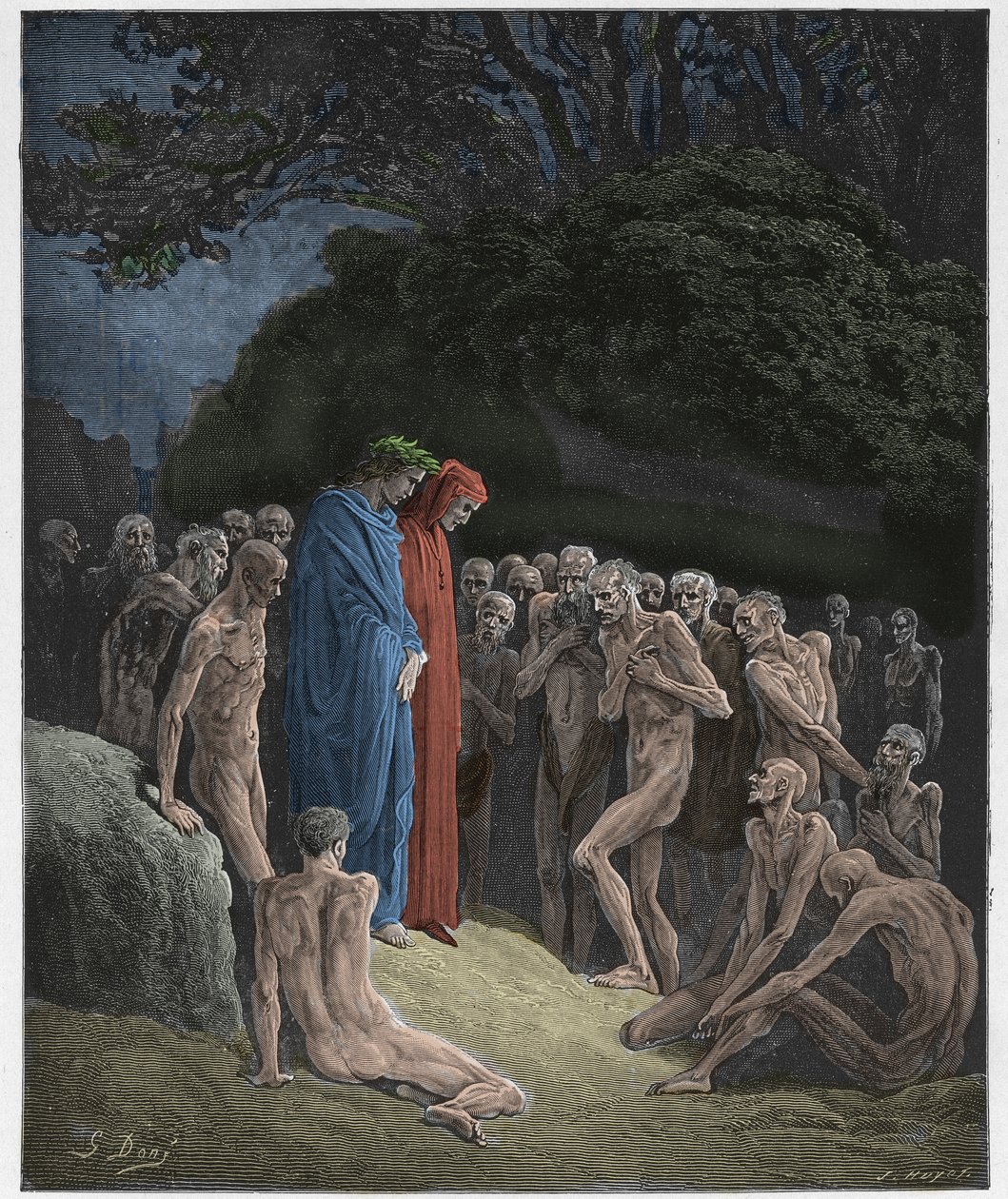 Purgatorio, Canto 23: The souls of the gluttonous, illustrasjon fra The Divine Comedy av Dante Alighieri, 1885 (digitalt farget gravering) av Gustave after Dore