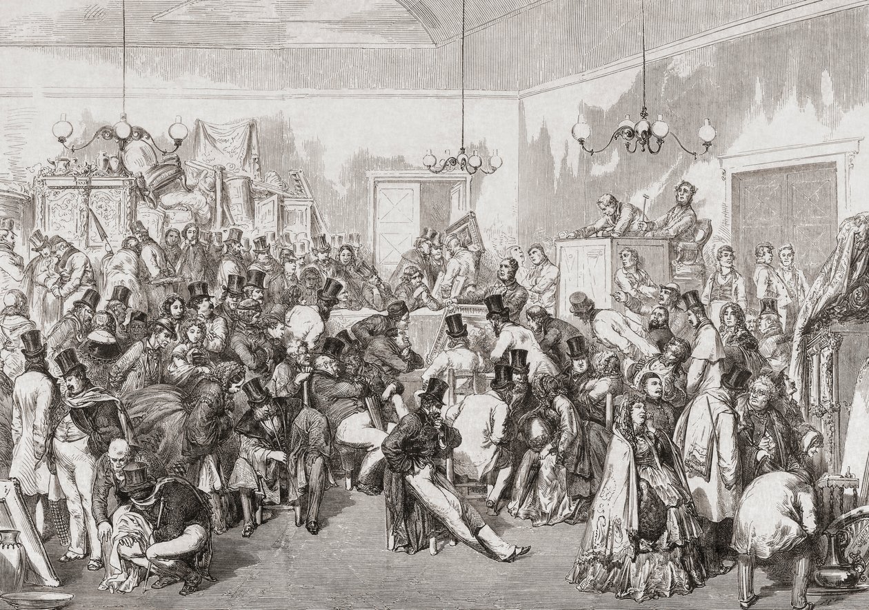 1800-tallsauksjon pågår. av Gustave (after) Dore