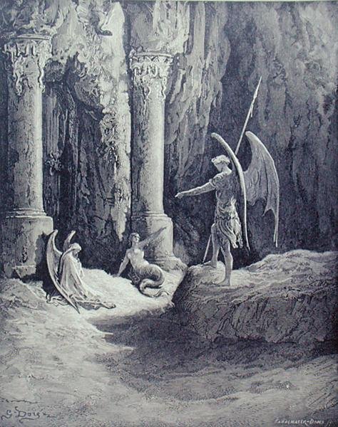 Satan ved helvetes porter, fra bok II av 