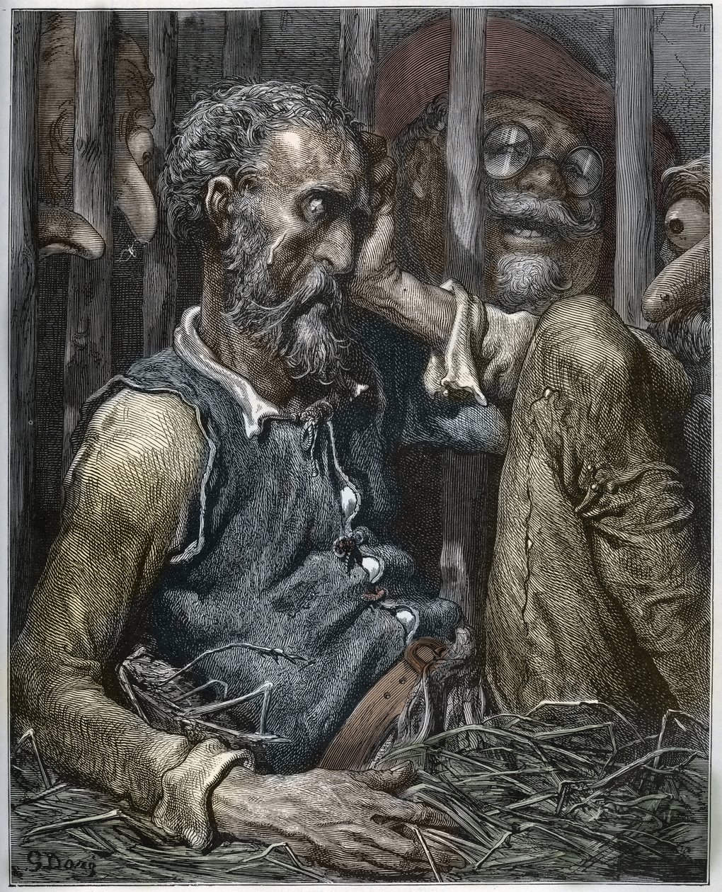 Fortryllelsen til Don Quijote fra «Don Quixote de la Mancha» av Miguel Cervantes (1547-1616) (Don Quixote) - Tresnitt etter tegning av Gustave Dore av Gustave (after) Dore