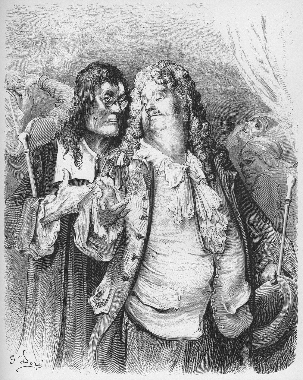 les medecins - Doctors - fra 'Fables' av Jean de La Fontaine (Lafontaine) (1621-95) - gravering etter Gustave Dore (1832-83) - Privat samling av Gustave (after) Dore
