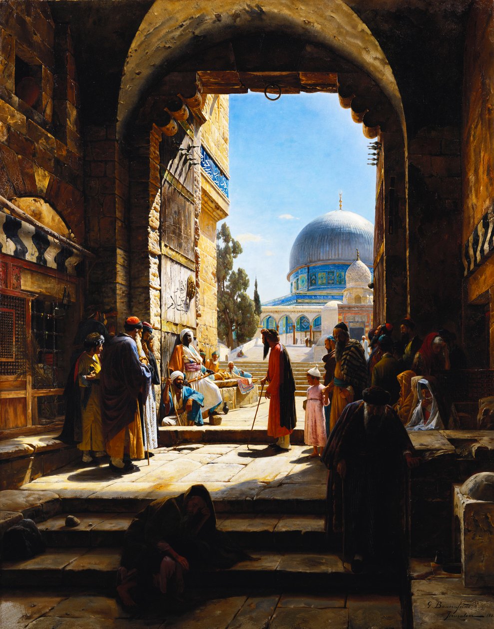 Ved inngangen til Tempelhøyden, Jerusalem, 1886 av Gustave Bauernfeind