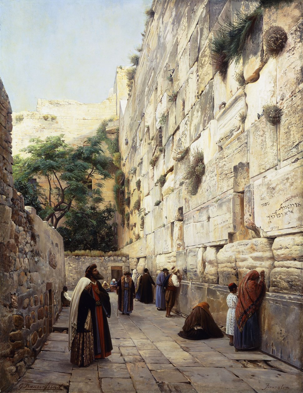 Ber ved Vestmuren, Jerusalem, av Gustave Bauernfeind