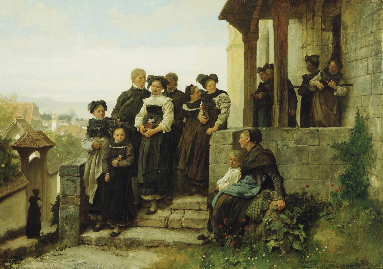 Etter den protestantiske kirketjenesten, 1872 av Gustave Brion