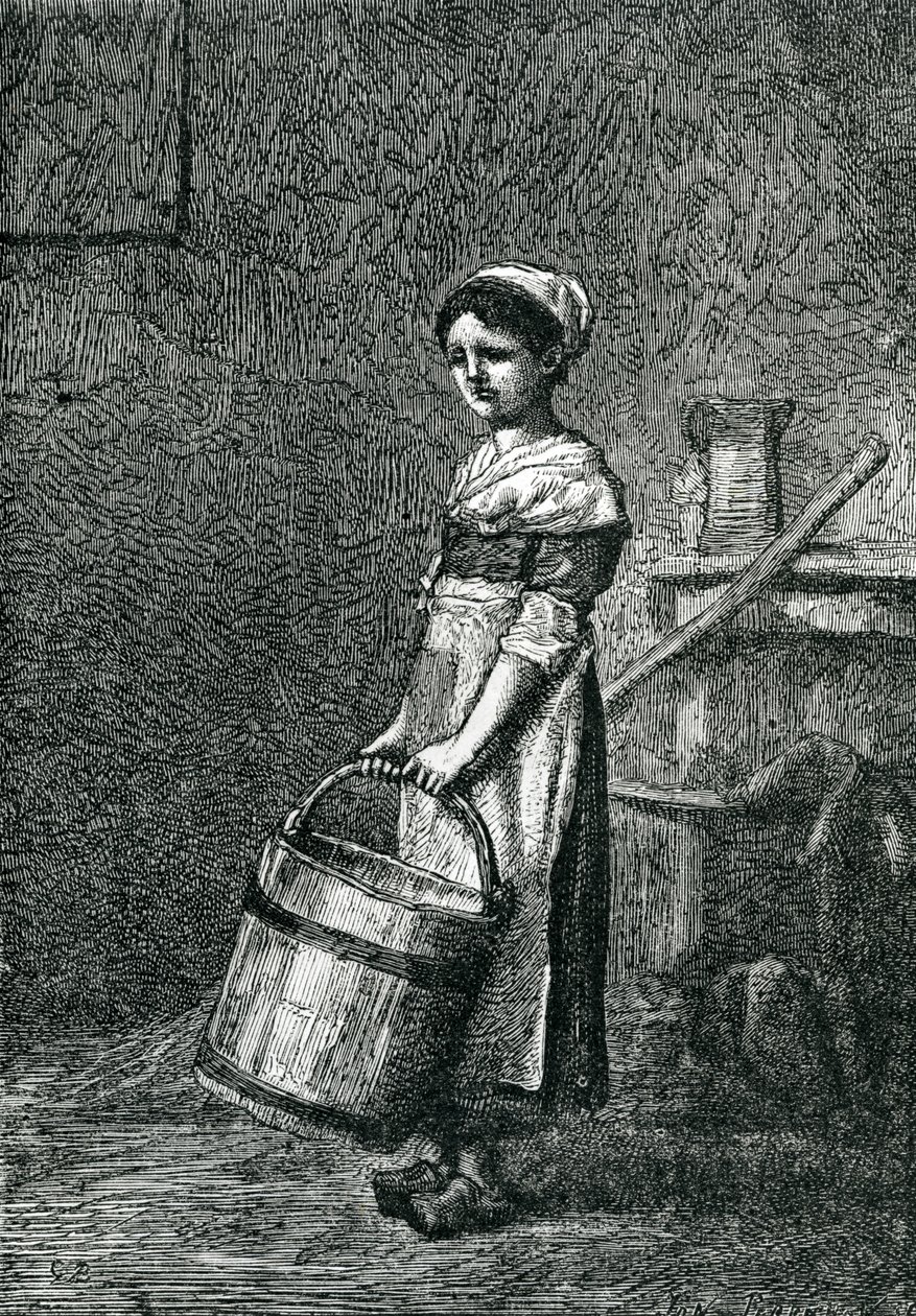 Cosette Carrying a Bucket, illustrasjon fra 