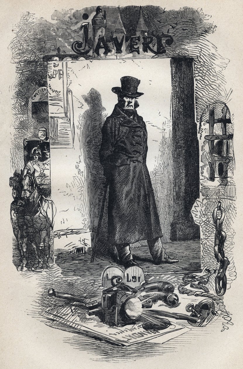 Javert, illustrasjon av romanen "" Les Miserables"" av de Victor Hugo av Gustave Brion