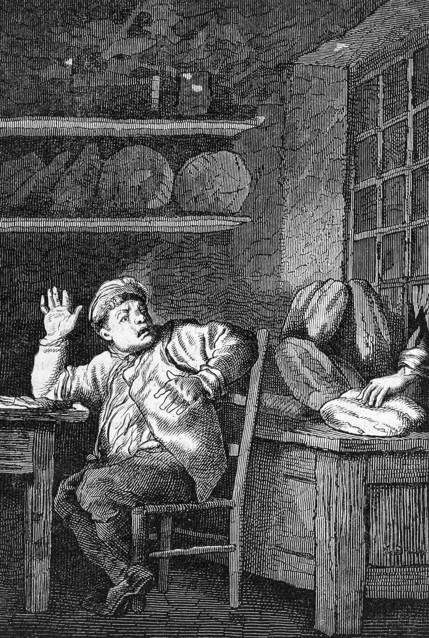 Le vol de Jean Valjean - i "" Les Miserables"" av Victor Hugo, ill. av Brion, red. Hetzel og Lacroix av Gustave Brion