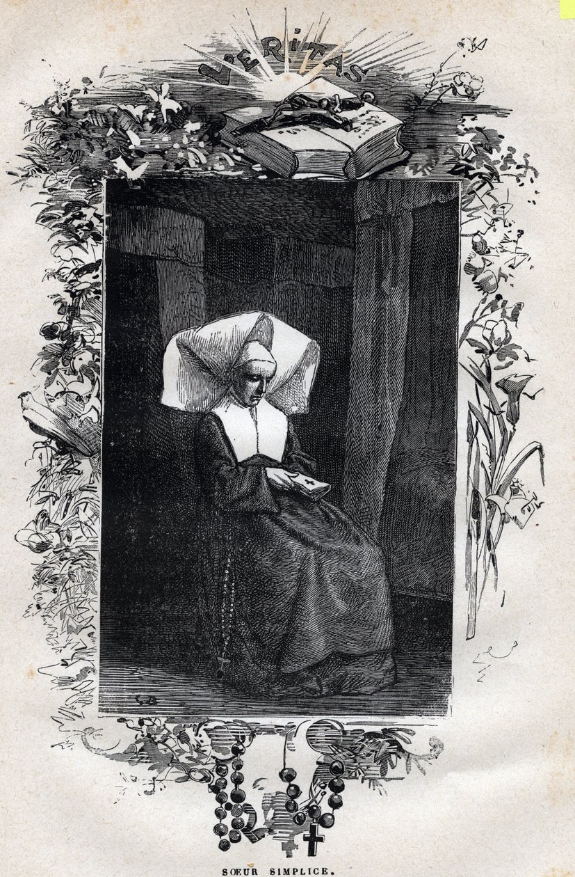 Portrett av søster Simplice - Illustrasjon av Gustave Brion (1824-1877) for "The Miserables - First part: Fantine" av Victor Hugo (1802-1885) 1862 av Gustave Brion