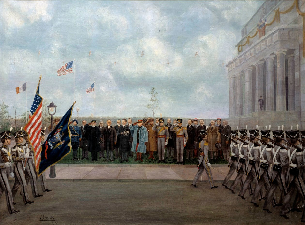 "The marechal Joffre on mission in Washington" av Gustav Brock (1881-1945). 1917 (olje på lerret) av Gustave Brock