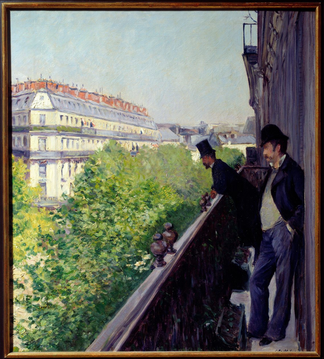 En parisisk balkong i 1880-maleri av Gustave Caillebotte (1848-1894) 1880 Dim. 0,6x0,66 m Privat samling - En parisisk balkong i 1880. Maleri av Gustave Caillebotte (1848-1894) av Gustave Caillebotte