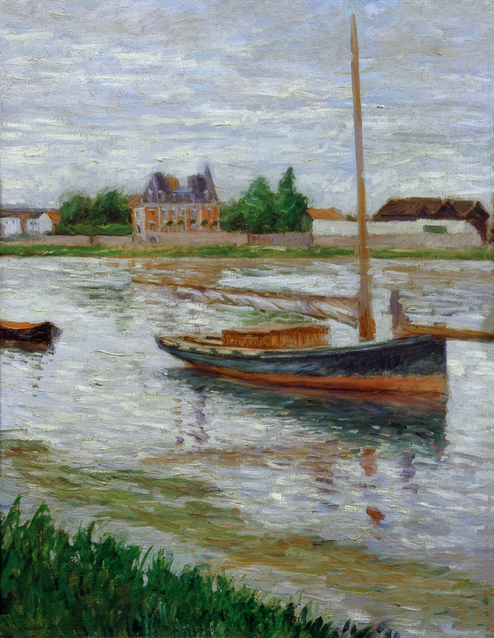 Båt ankret opp på Seinen ved Argenteuil av Gustave Caillebotte