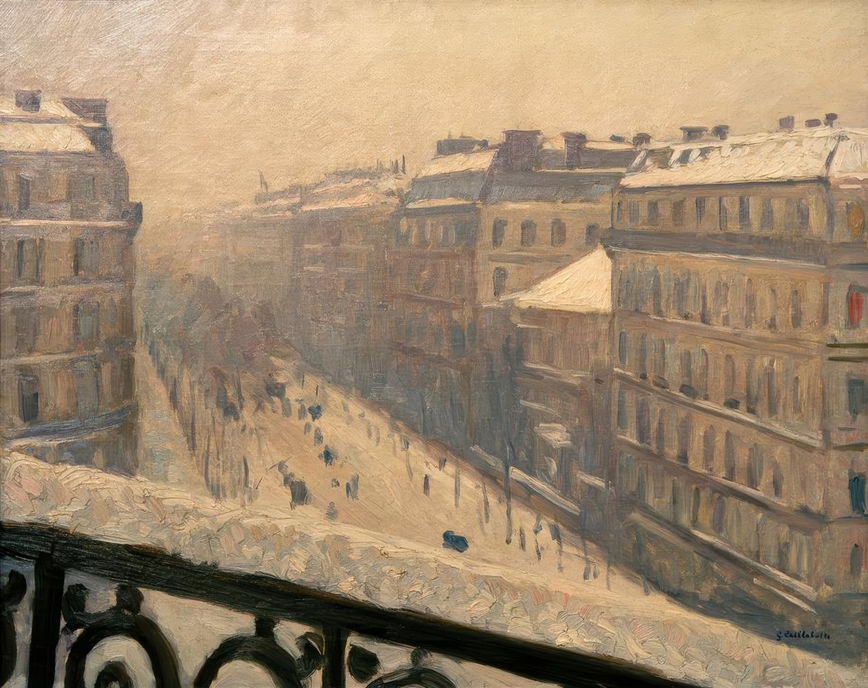 Boulevard Haussmann, snøeffekt av Gustave Caillebotte