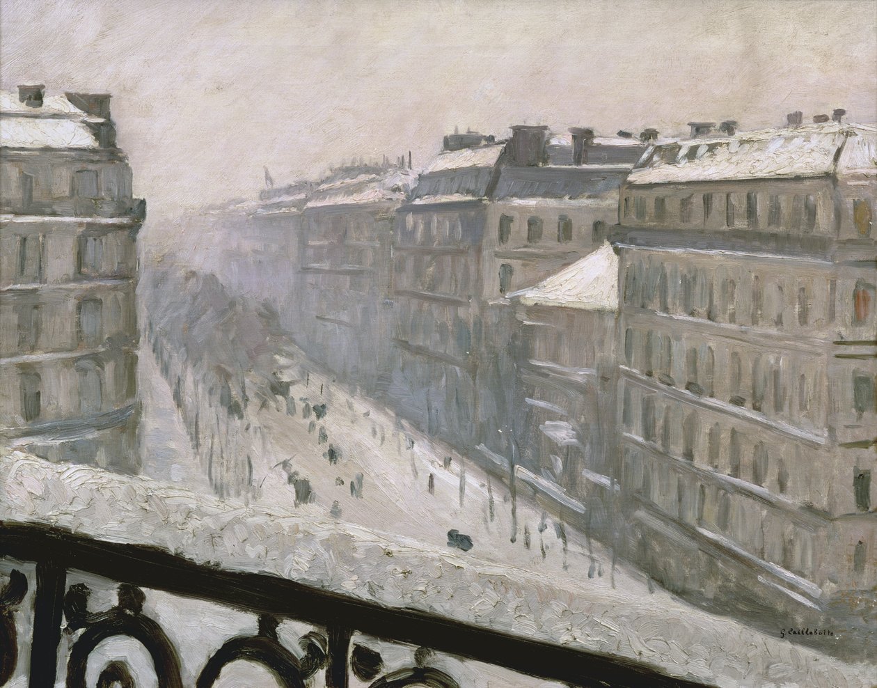 Boulevard Haussmann i snøen, 1879 eller 1881 av Gustave Caillebotte