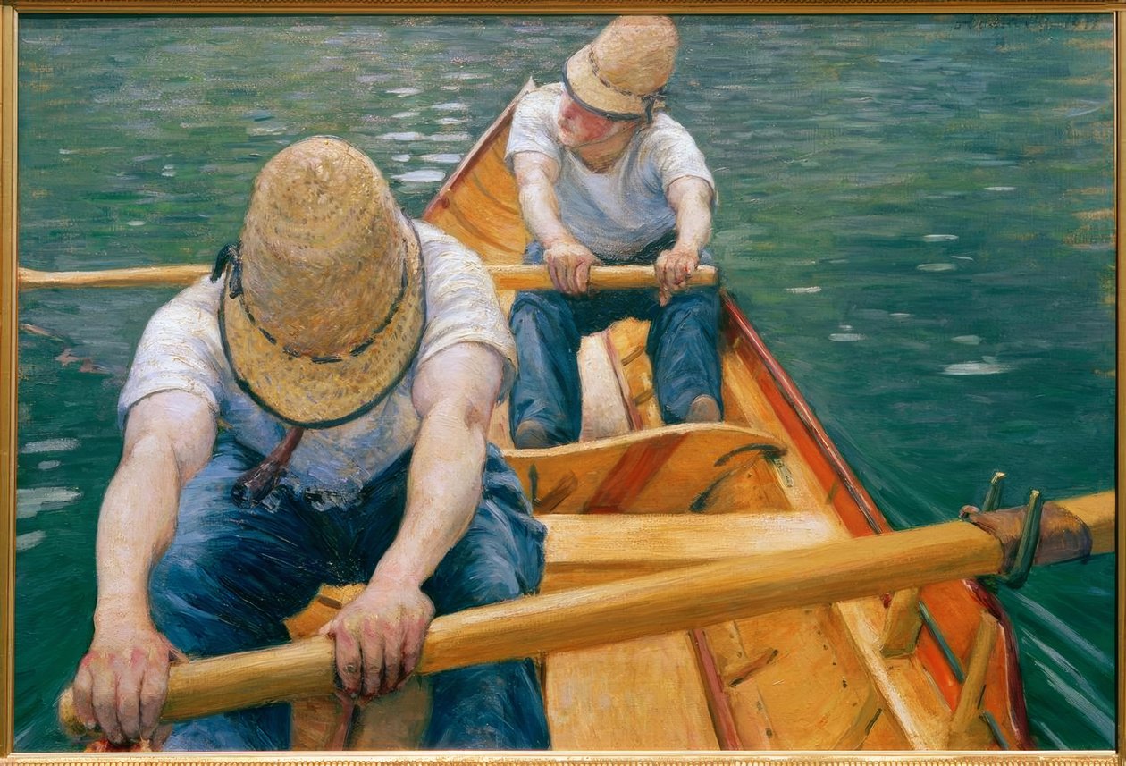 Kanopadlere ror på Yerres av Gustave Caillebotte
