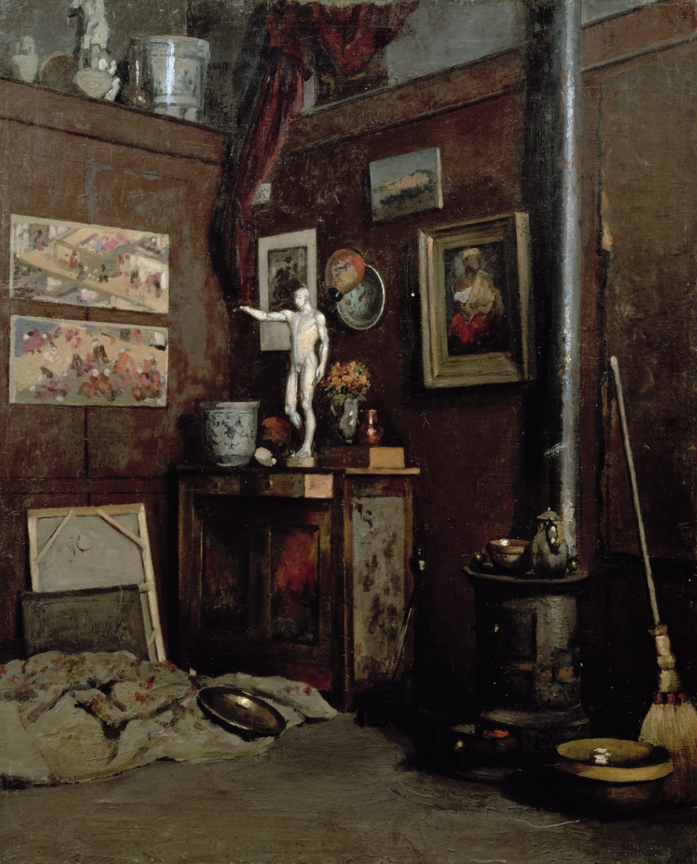 Interiør i et studio, ca. 1872-74 (olje på lerret) av Gustave Caillebotte