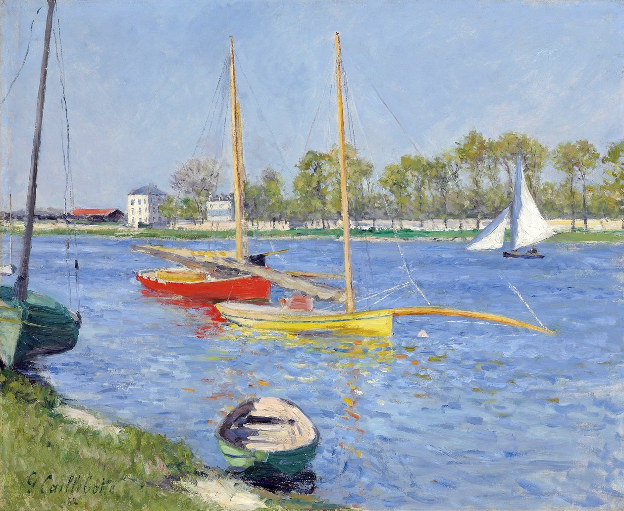 Seinen ved Argenteuil - Maleri av Gustave Caillebotte (1848-1894), olje på lerret (59,7 x 73,7 cm) av Gustave Caillebotte