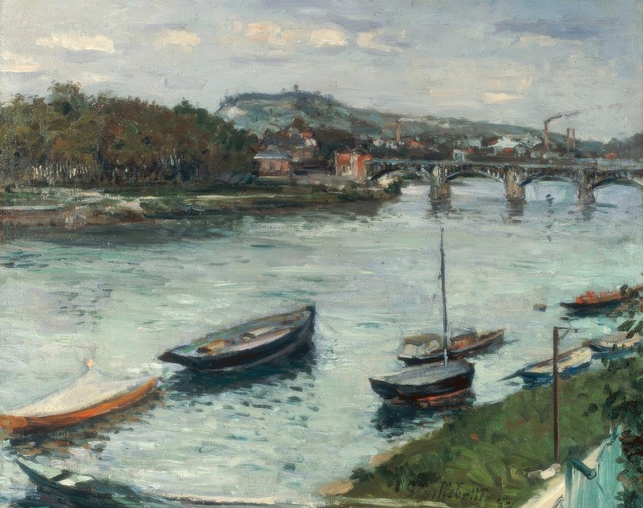 Banken og Argenteuil-broen av Gustave Caillebotte