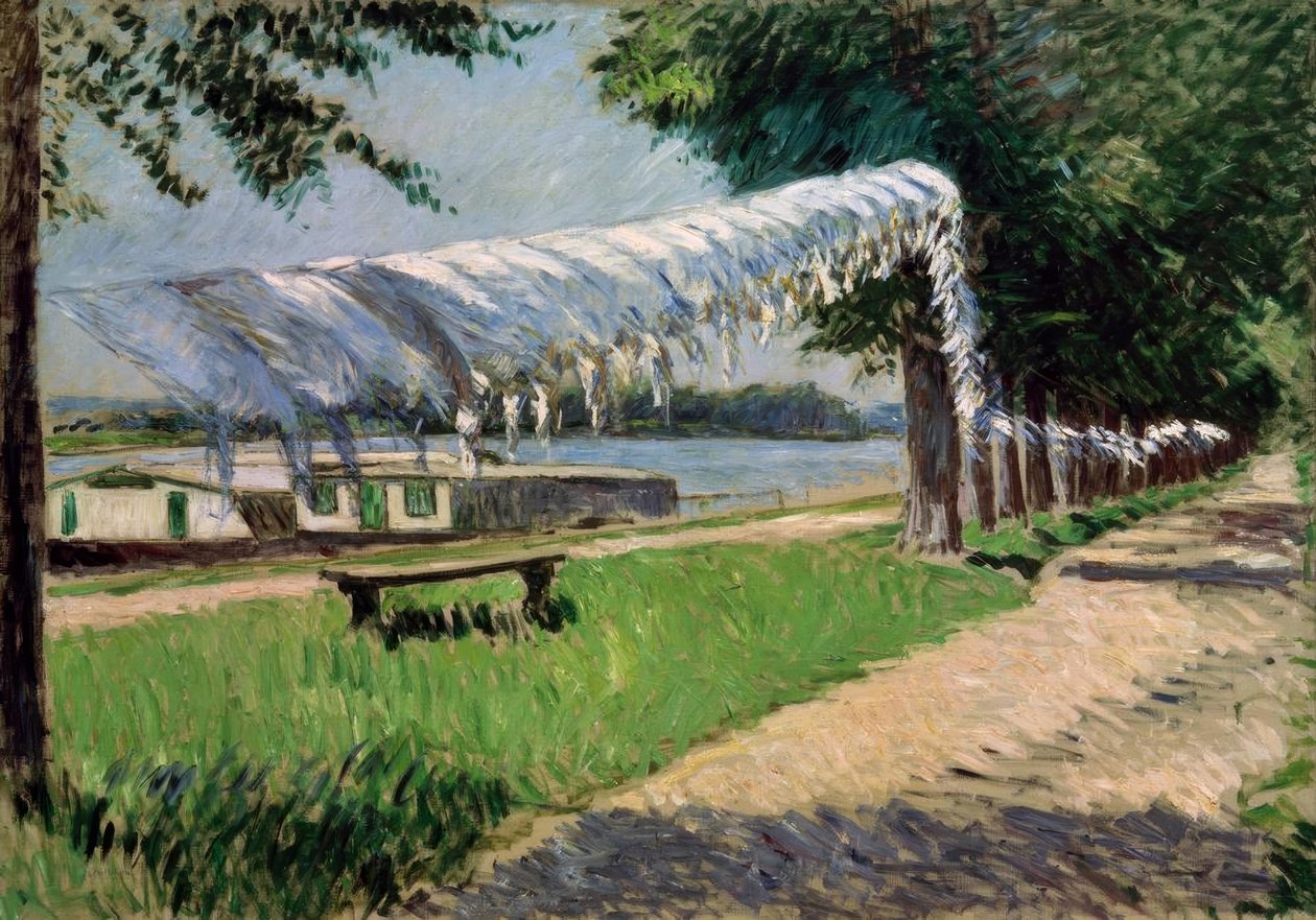 Tørking av klesvask på bredden av Seinen, Petit Gennevilliers av Gustave Caillebotte