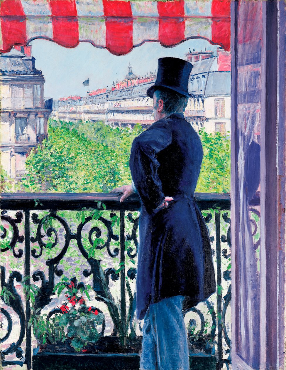 Mann på en balkong, Boulevard Haussmann, 1880 av Gustave Caillebotte