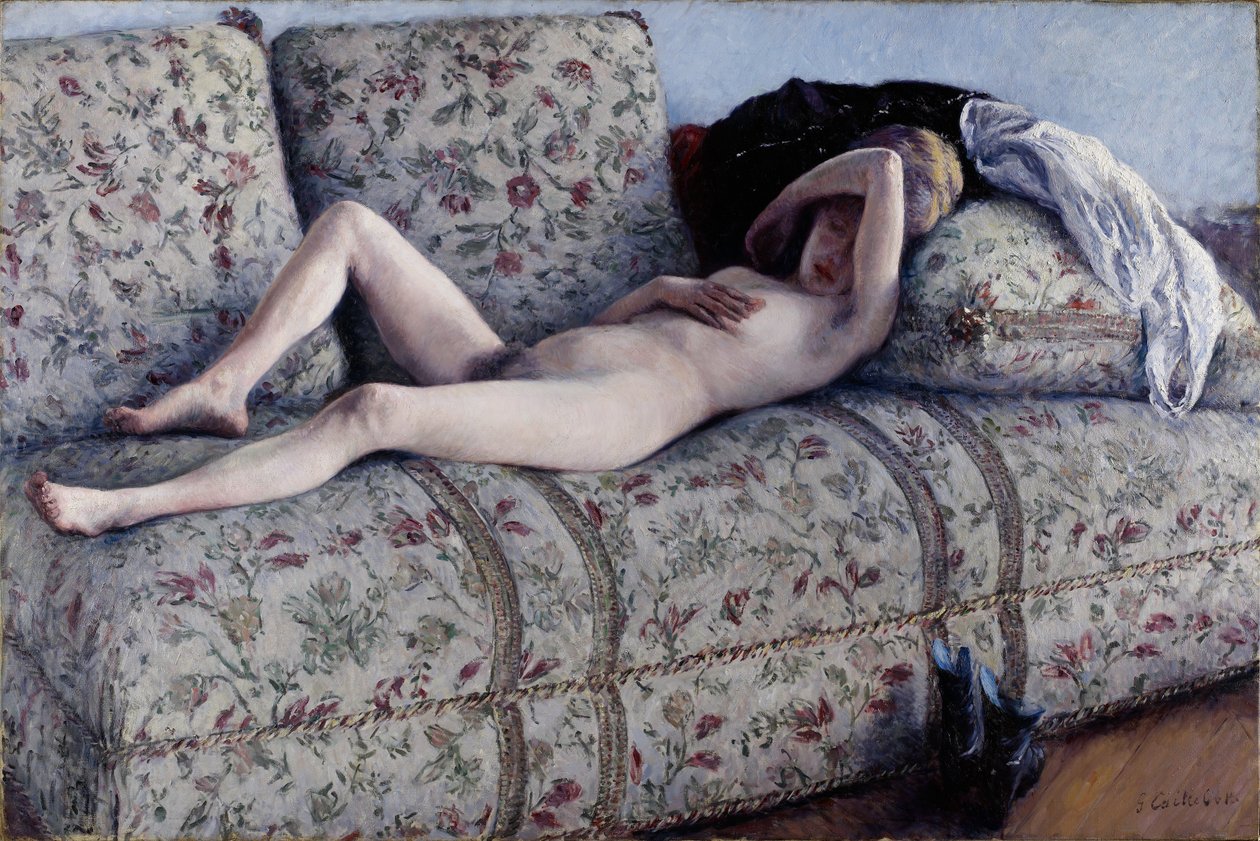 Naken på en sofa av Gustave Caillebotte