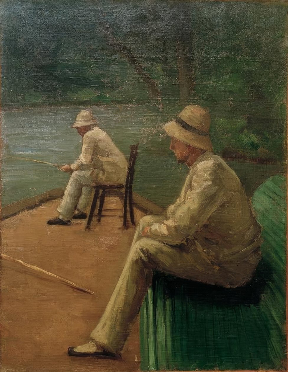 Fiskere ved bredden av Yerres av Gustave Caillebotte