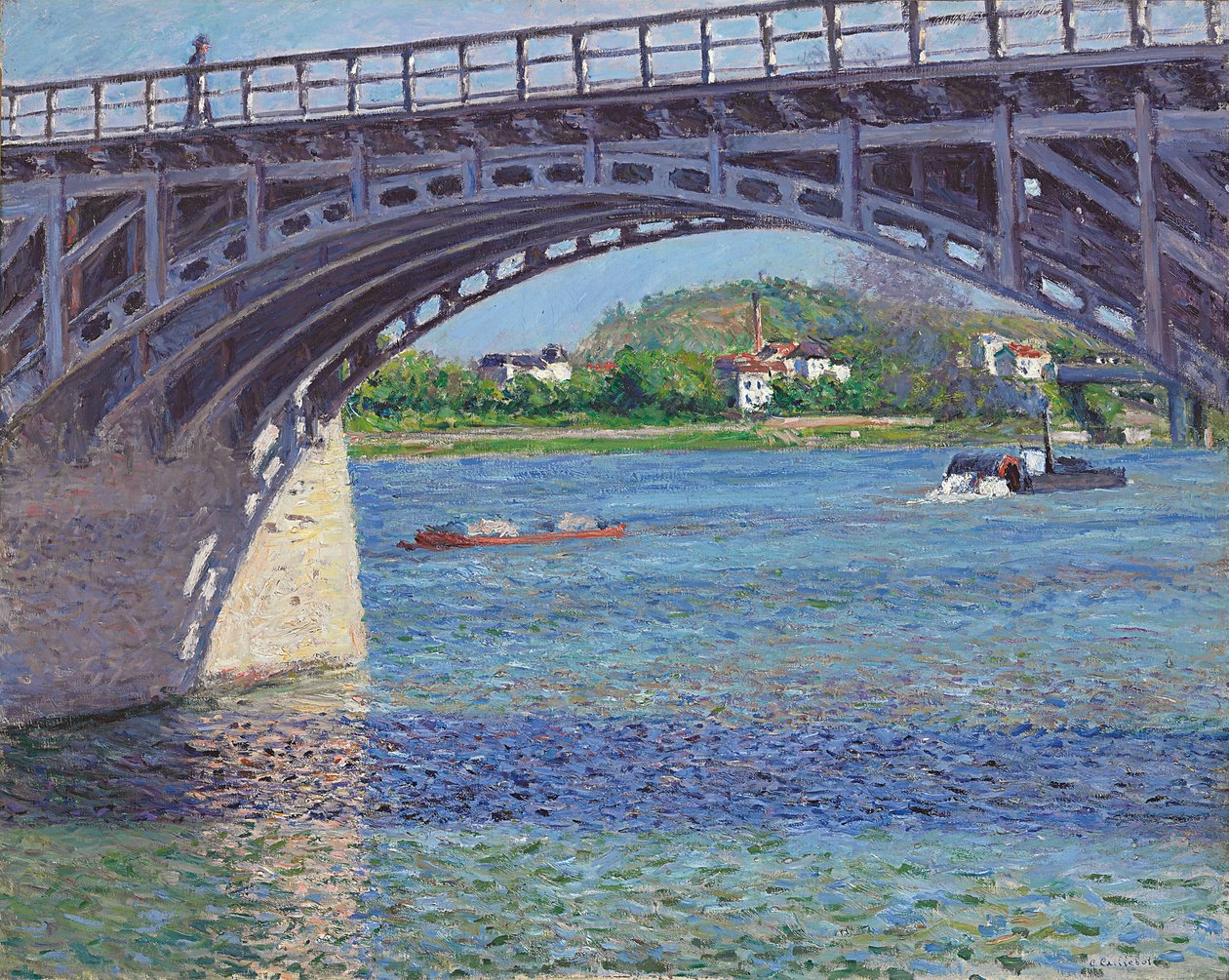 Argenteuil-broen og Seinen; Argenteuil-broen og Seinen, ca. 1883 av Gustave Caillebotte