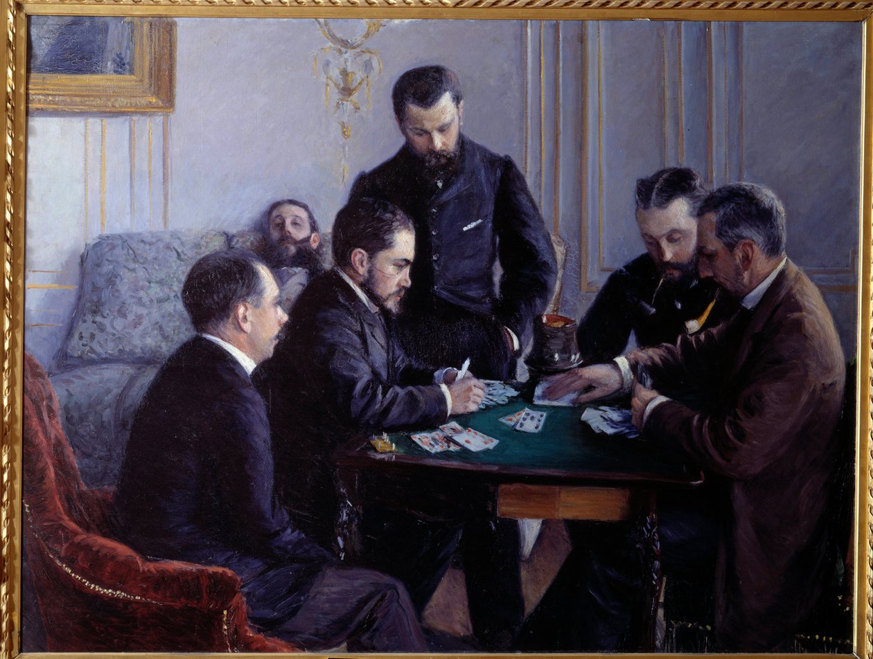 Den besigue delen. Maleri av Gustave Caillebotte (1848-1894) av Gustave Caillebotte