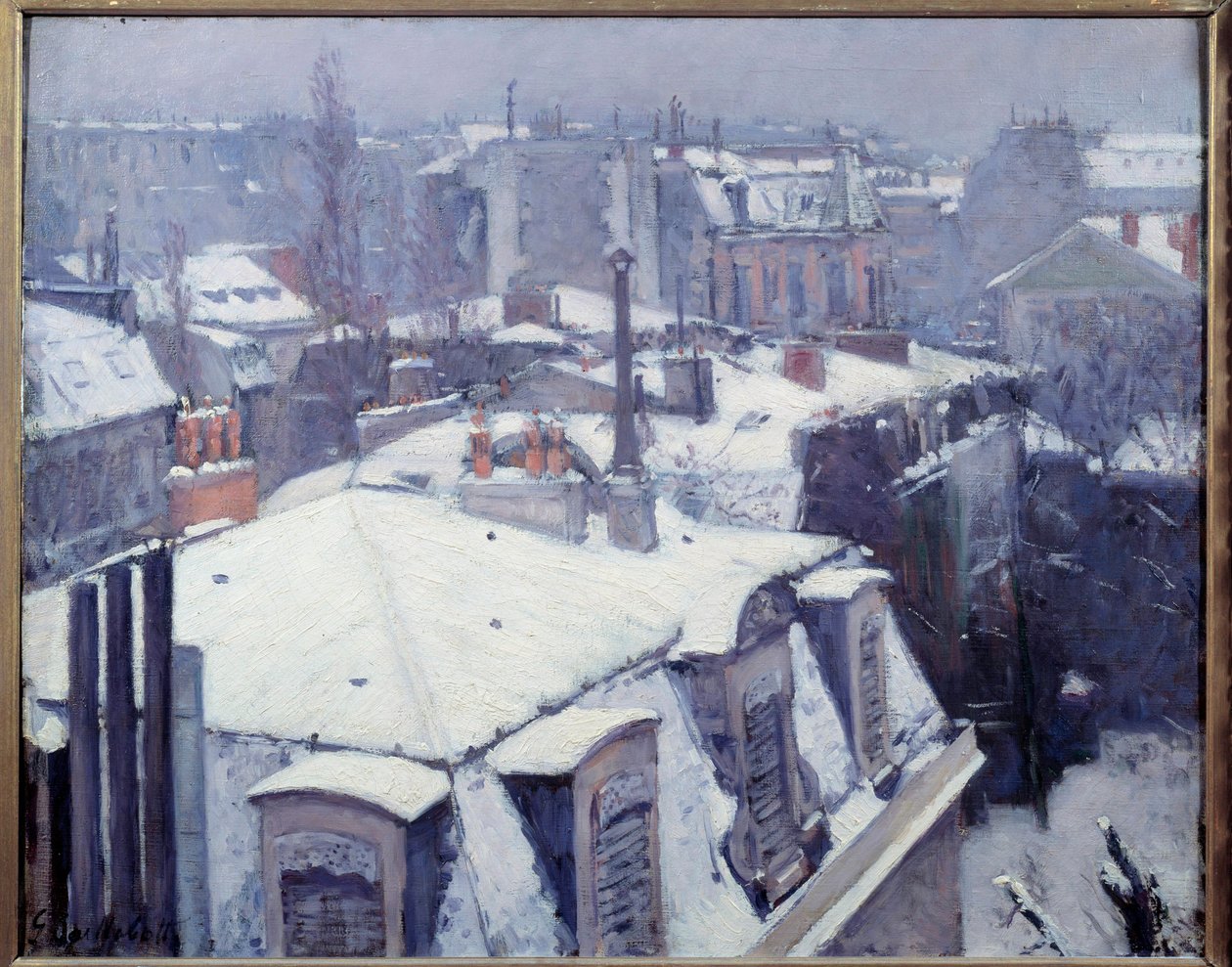 Vue des roofs (effet de neige) et Paris-maleri av Gustave Caillebotte (1848-1894) 1878 Søn. 0,64x0,82 m Paris, musee d