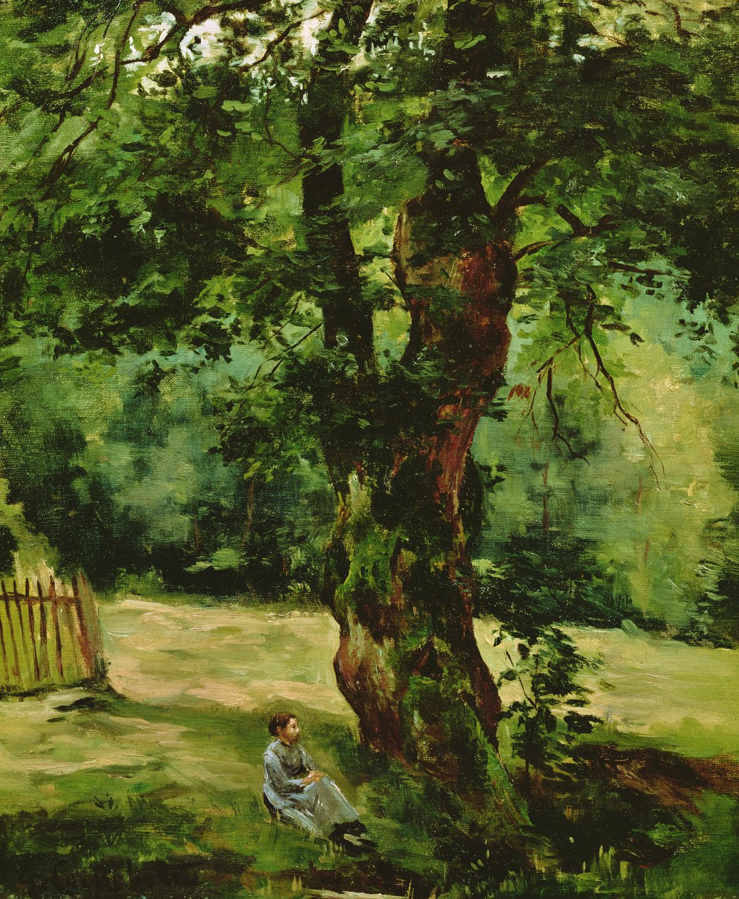 Kvinne sitter under et tre av Gustave Caillebotte